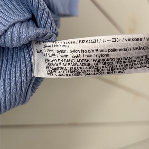 Zara Ribbed Cropped Button-Front Top (Blue, Size M) - Picture 4 of 5